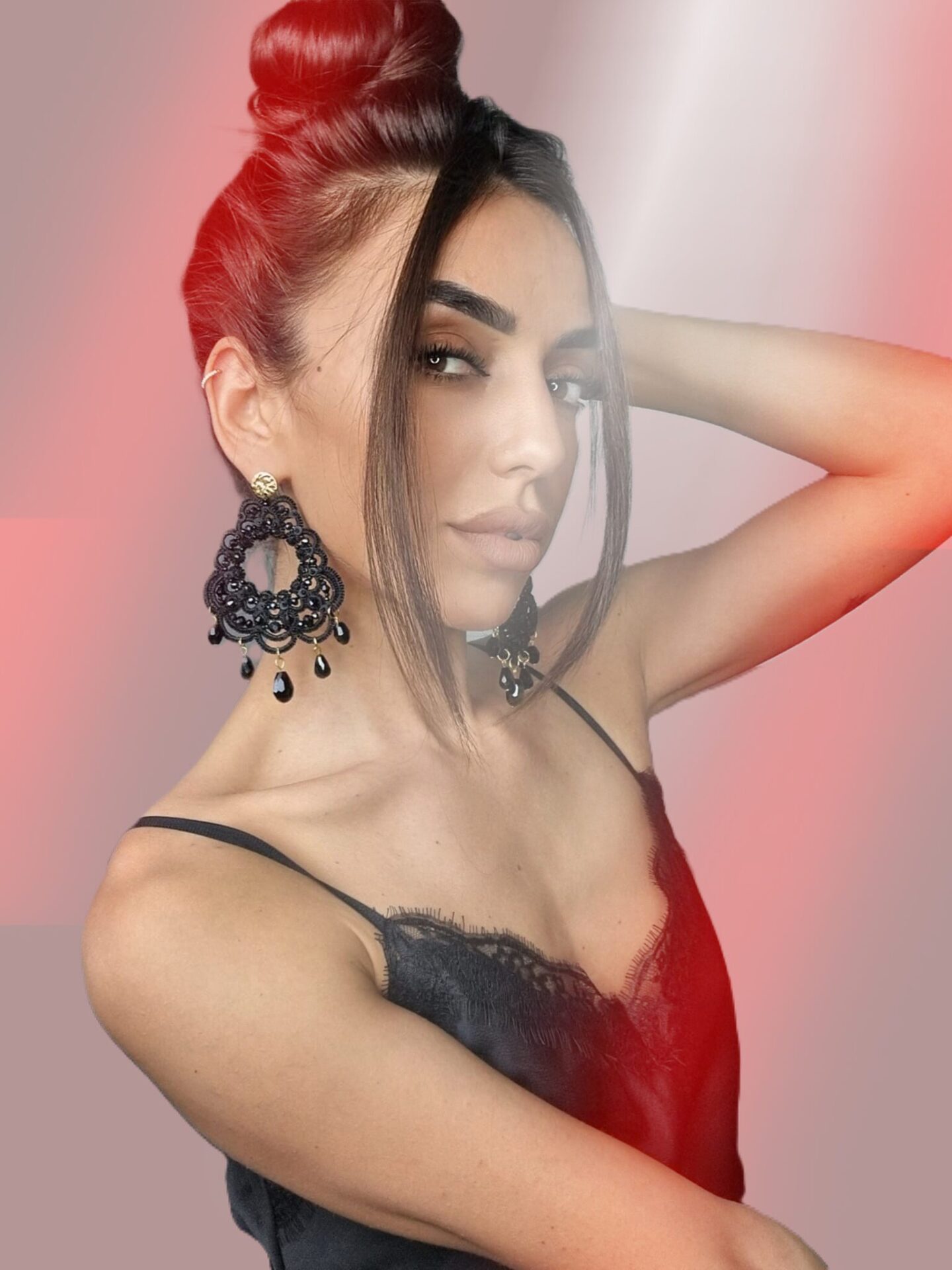Cercei Noir Chandelier – negru intens și cristale drops - imagine 6