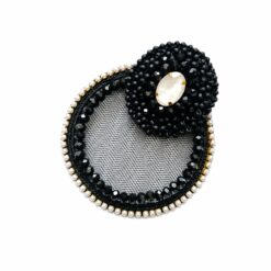 Broșă handmade din tull negru cu cristale Noire EZO
