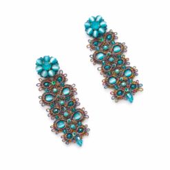Cercei tatting turcoaz Azura cu cristale și mărgele Toho – EZO