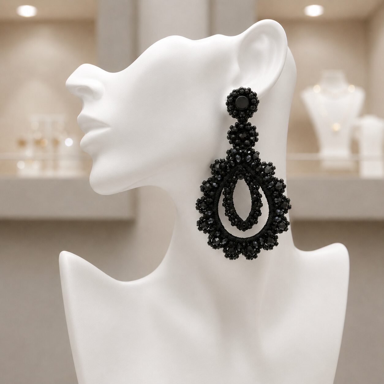 Cercei negri handmade Nocturne – Lacrimă neagră EZO
