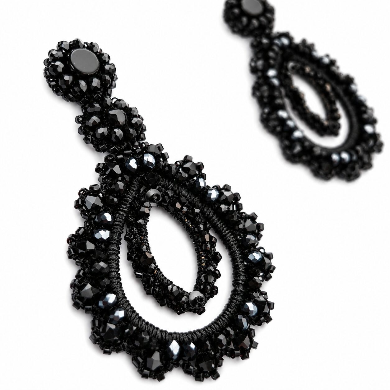 Cercei negri handmade Nocturne – Lacrimă neagră EZO