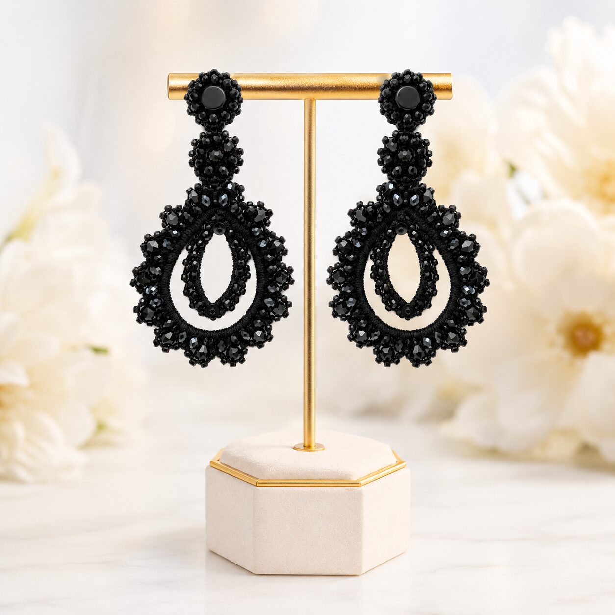 Cercei negri handmade Nocturne – Lacrimă neagră EZO