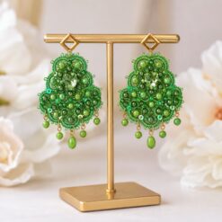 Cercei tatting verzi Jardin – Candelabru verde EZO