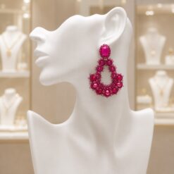 Cercei tatting fuchsia Arcadă florală handmade EZO