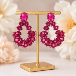 Cercei tatting fuchsia Arcadă florală handmade EZO