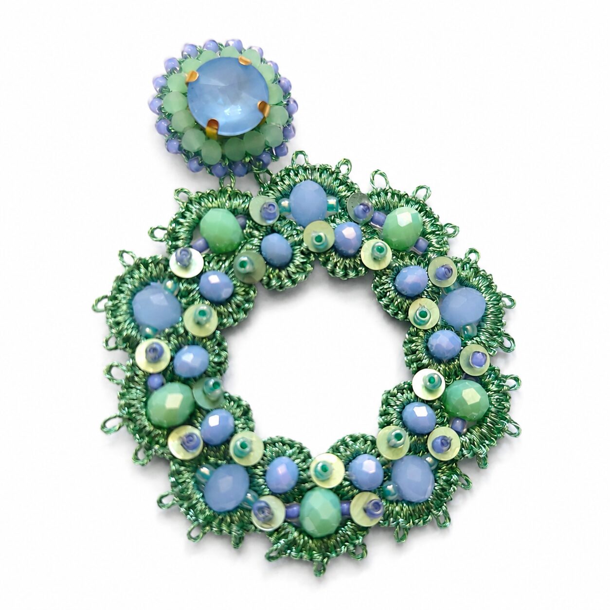Cercei tatting verde bleu Laguna EZO