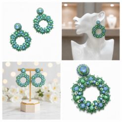 Cercei tatting verde bleu Laguna EZO