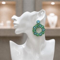 Cercei tatting verde bleu Laguna EZO