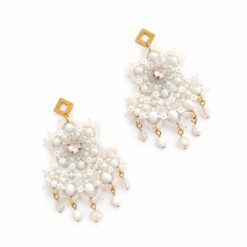 cercei tatting albi White Chandelier cu cristale și paiete
