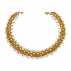 colier tatting alb auriu White Gold handmade EZO