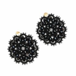 Cercei Obsidian – mandală neagră handmade EZO