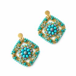 cercei turcoaz cu cristale Turquoise Bloom EZO