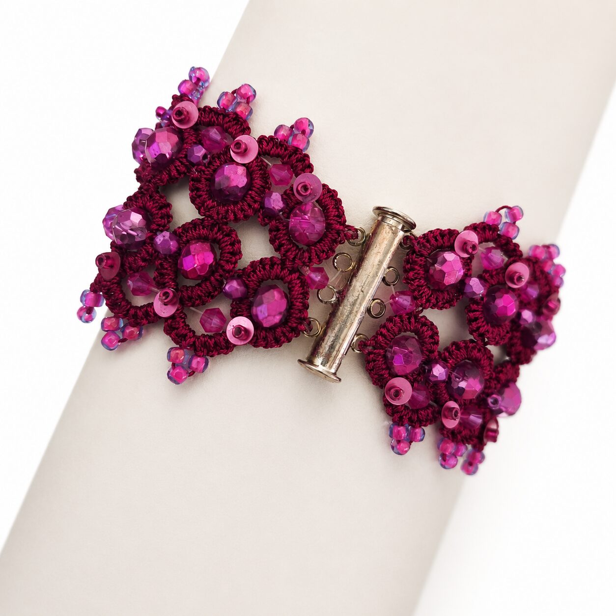 Brățară Fuchsia – dantelă tatting - imagine 4