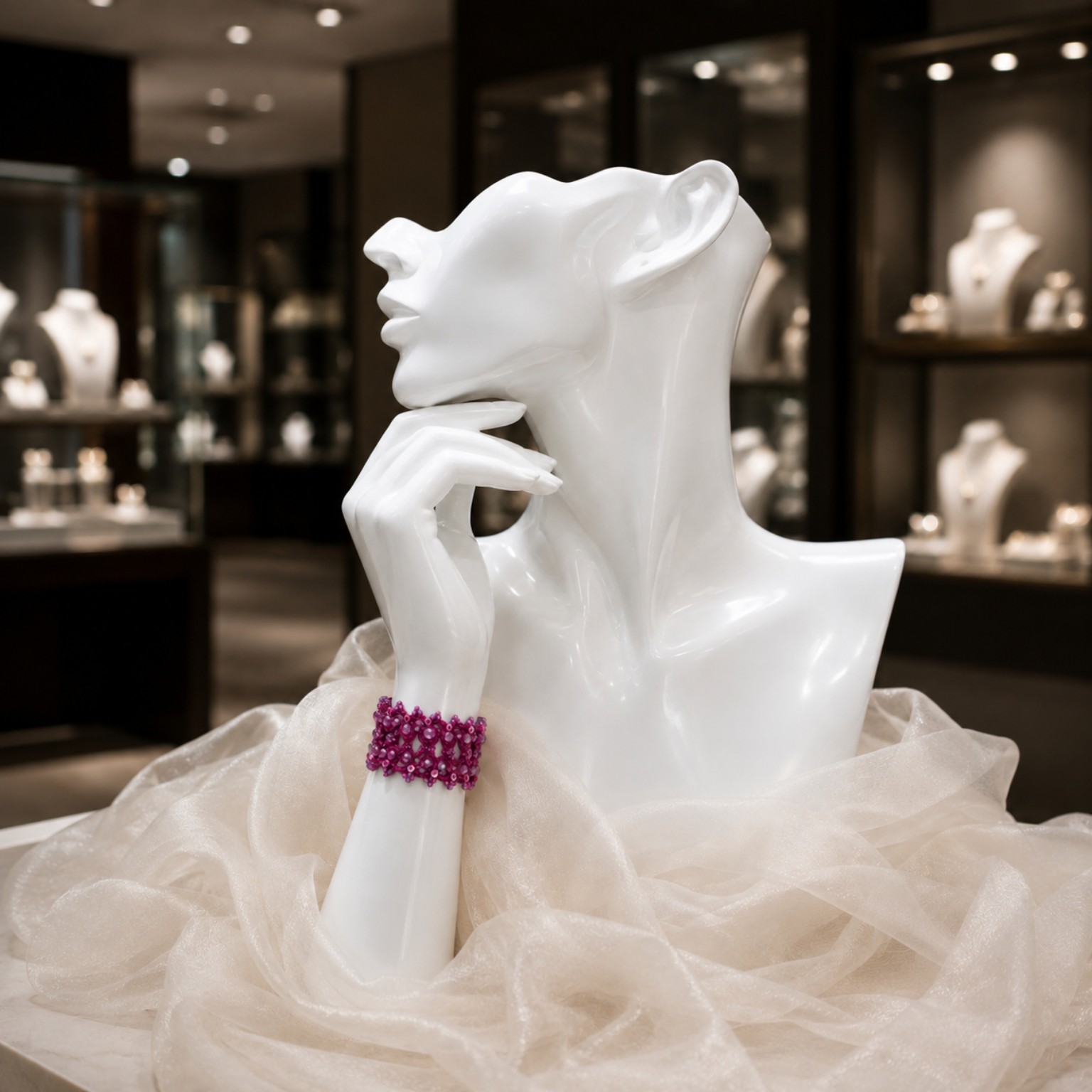 Brățară Fuchsia – dantelă tatting - imagine 2