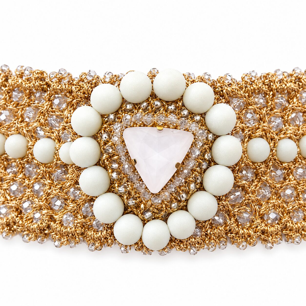 Choker White Gold – croșetat cu cristal rhinestone - imagine 3