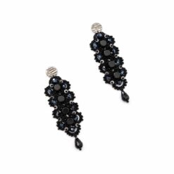 cercei tatting negri Noir Cascade cu cristale fațetate