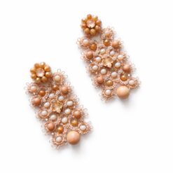 cercei tatting nude Peach Bloom cu cristale și mărgele
