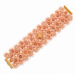 brățară crem cu cristale Nude handmade în tehnica tatting