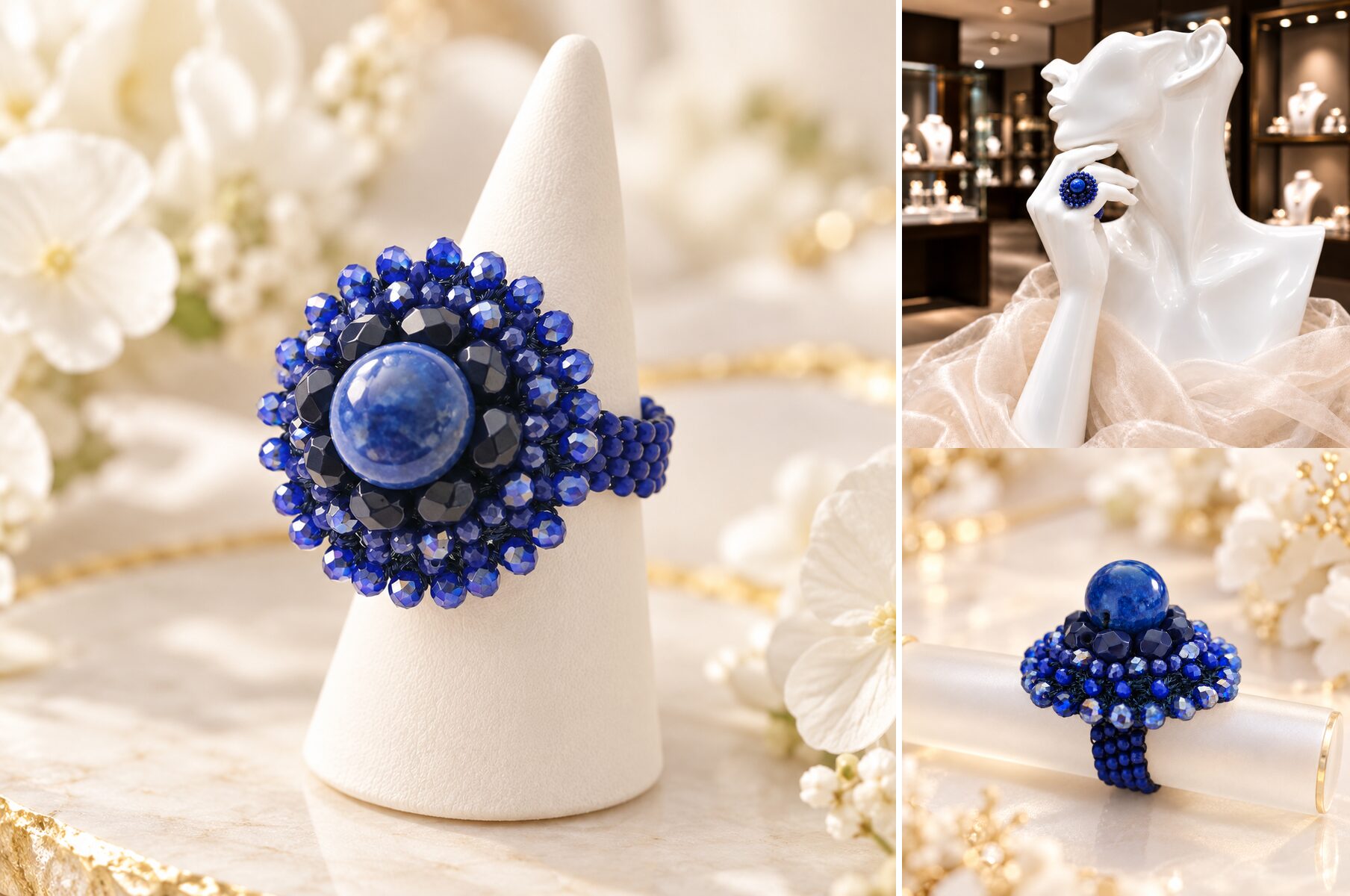 Lapis Bloom – inel statement cu lapis lazuli - imagine 4