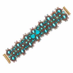 brățară turcoaz cu cristale Aqua handmade în tehnica tatting
