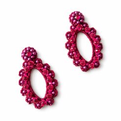 cercei fucsia cu cristale Fuchsia Halo croșetați manual