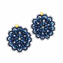 Cercei Midnight Mandala handmade cu accente aurii – EZO