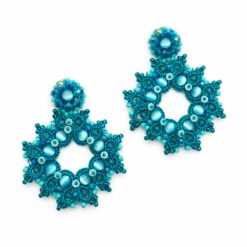 Cercei Turquoise Halo – floare cristalină